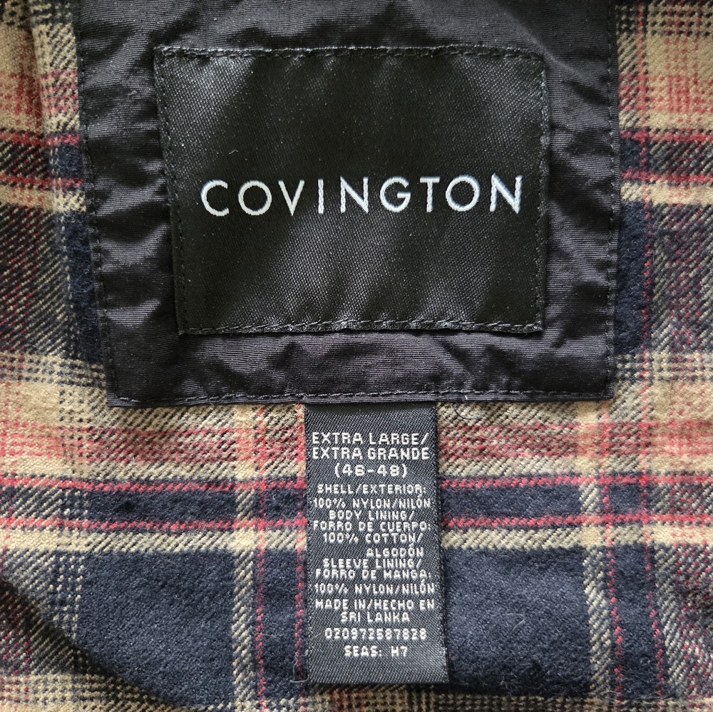 Covington Harrington Plaid Lined Zip Up Bomber Jacket Men XL Black Vintage Retro - Picture 11 of 13